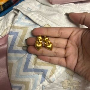 Vintage givenchy Gold Heart Drop Earrings